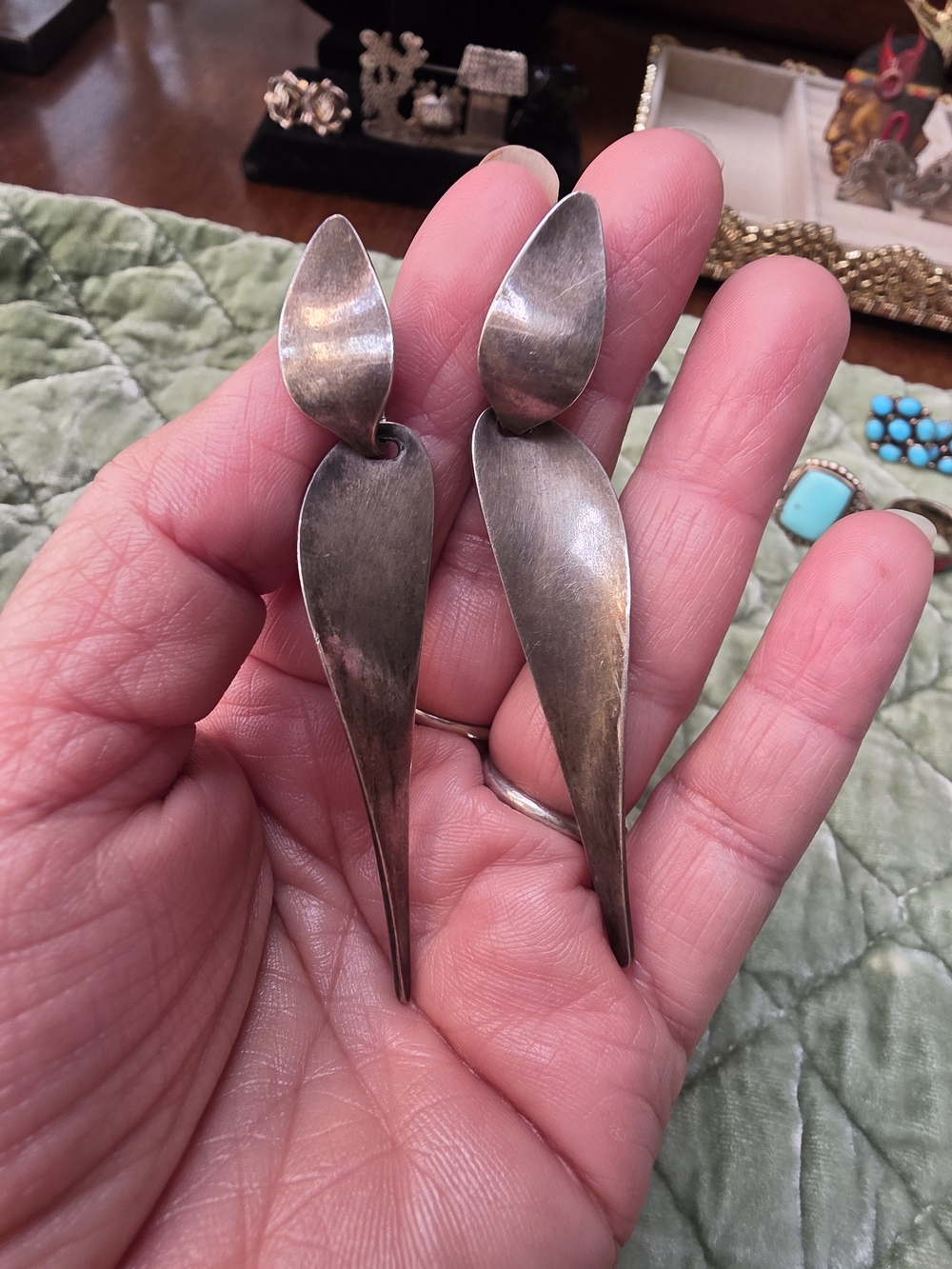 Vintage Georg Jensen Nanna Ditzel 128A Sterling Silver Drop Earrings Denmark